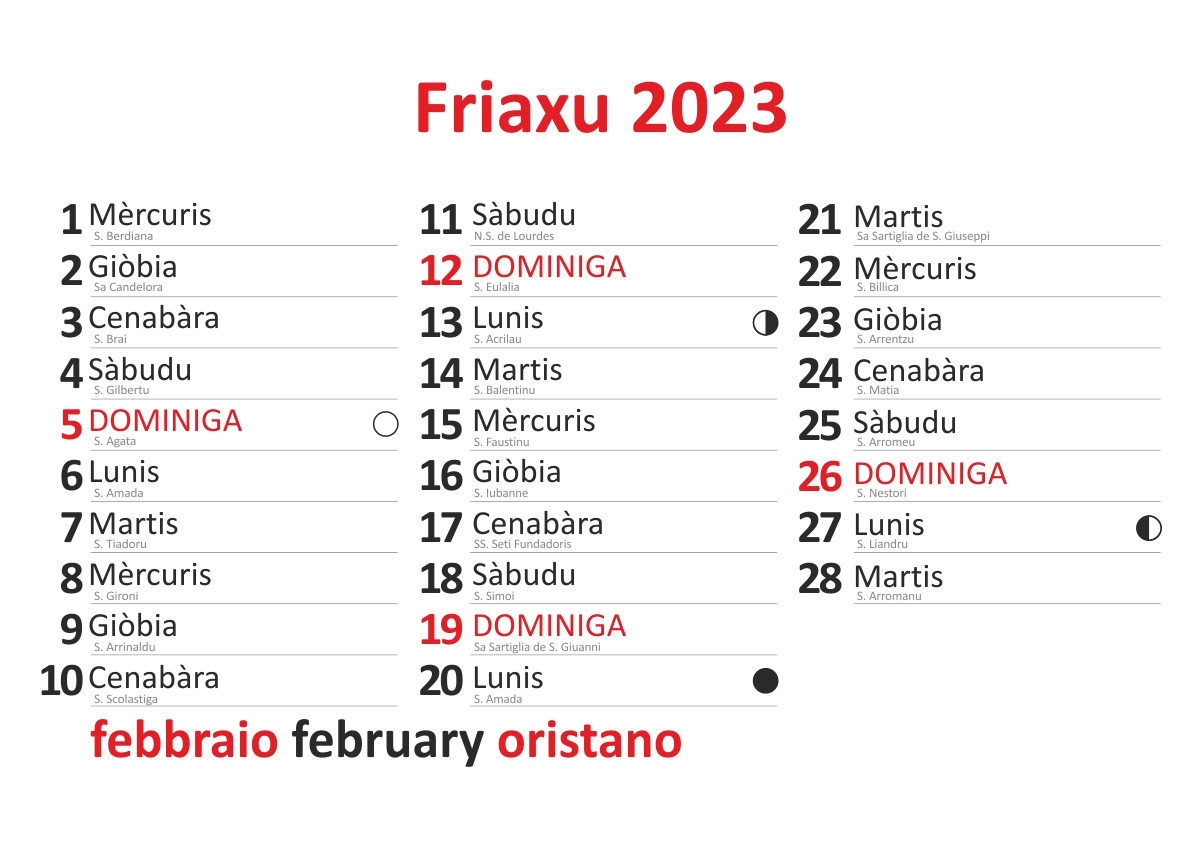 calendario sardo