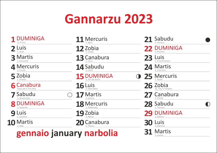 calendario sardo